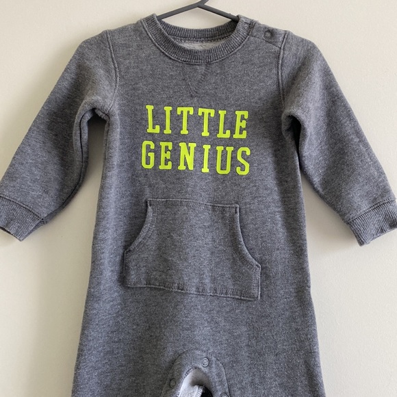 Carter’s Long Sleeve ‘Little Genius’ Cozy One Piece - Picture 2 of 10